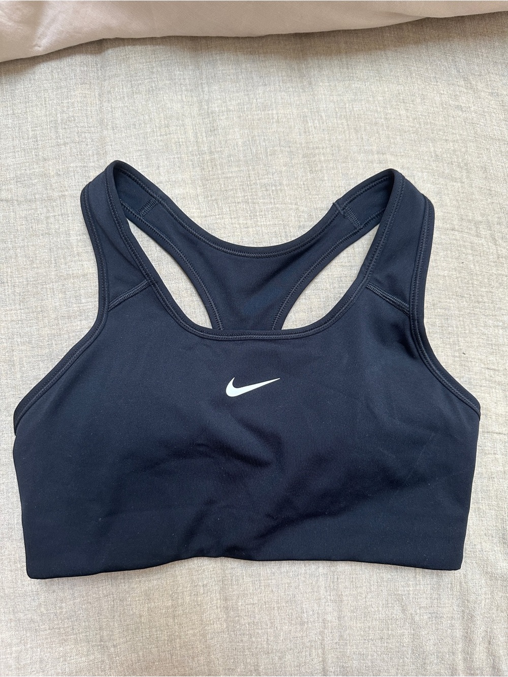 Nike Black Racerback Sports Bra with White Swoosh